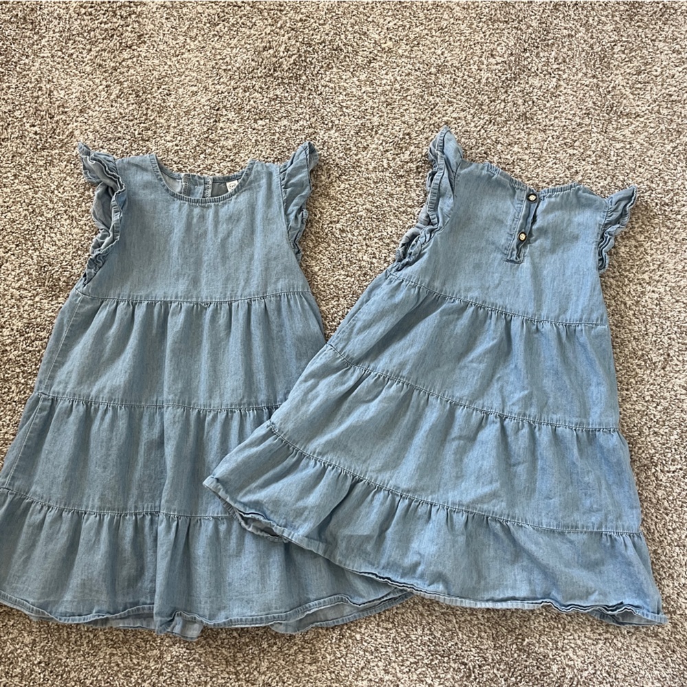 Twin Blue Denim Ruffled Dress
